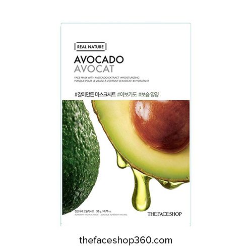 Mặt nạ Bơ phục hồi độ ẩm Real Nature Avocado Face Mask The Face Shop