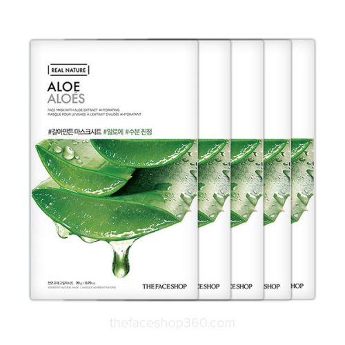 Set 5 miếng mặt nạ nha đam Real Nature Mask Aloe The Face Shop