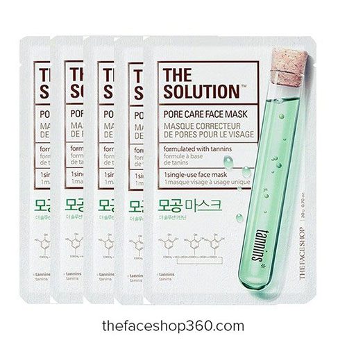 Set 5 miếng Mặt nạ chăm sóc lỗ chân lông The Solution Pore Care Face Mask The Face Shop