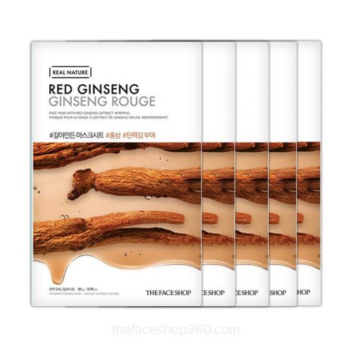 Set 5 miếng Mặt nạ Hồng Sâm Real Nature Red Ginseng TheFaceShop