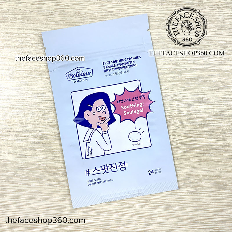 Mặt trước 24 Miếng dán trị mụn Dr. Belmeur Clarifying Spot Soothing Patches The Face Shop