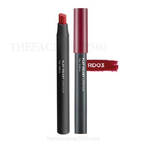 Son lì đa năng Flat Velvet Lipstick RD03 Cassis Red The Face Shop