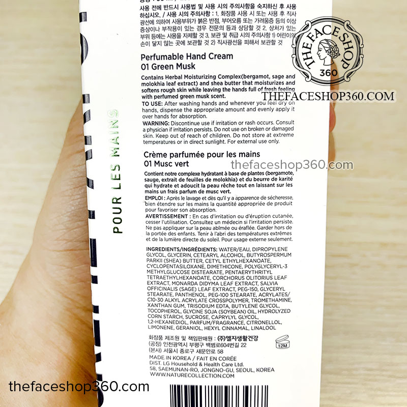 Thông tin 01: Perfumable Hand Cream Green Musk - Xạ Hương thanh mát