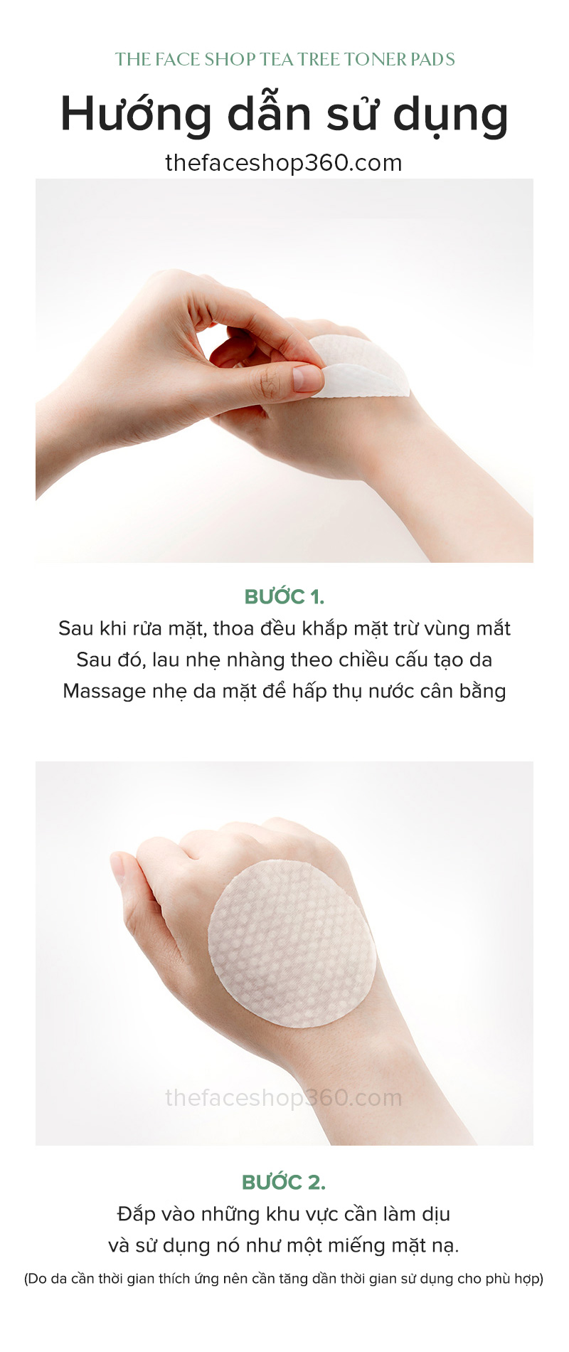 Hướng dẫn Nước cân bằng Tràm Trà ngừa mụn se lỗ chân lông Tea Tree Toner Pads The Face Shop (150ml)