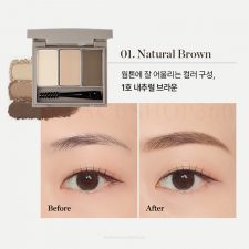 Màu 01 Bột kẻ chân mày 3 ô tự nhiên Ink Brow Powder Kit fmgt The Face Shop
