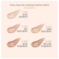 Tone màu Phấn nước lâu trôi hiệu ứng căng bóng Ink Lasting Cushion Glow fmgt