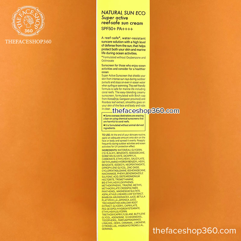 Thông tin Kem chống nắng bảo vệ da toàn diện Natural Sun Eco Super Active Reef-Safe Sun Cream SPF50+ PA++++ 80ml