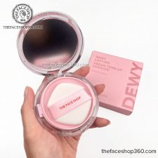 Phấn nước nâng tông thuần chay lâu trôi Dewy Lasting Vegan Tone-Up Cushion SPF33 PA++ The Face Shop